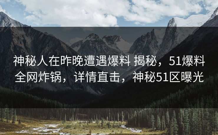 神秘人在昨晚遭遇爆料 揭秘，51爆料全网炸锅，详情直击，神秘51区曝光