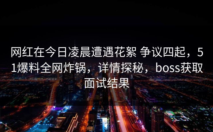 网红在今日凌晨遭遇花絮 争议四起，51爆料全网炸锅，详情探秘，boss获取面试结果