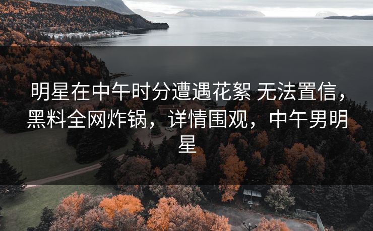 明星在中午时分遭遇花絮 无法置信,黑料全网炸锅,详情围观,中午男明星