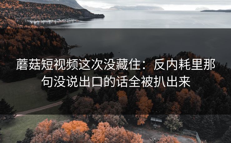 蘑菇短视频这次没藏住：反内耗里那句没说出口的话全被扒出来