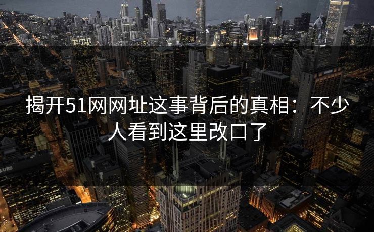 揭开51网网址这事背后的真相:不少人看到这里改口了
